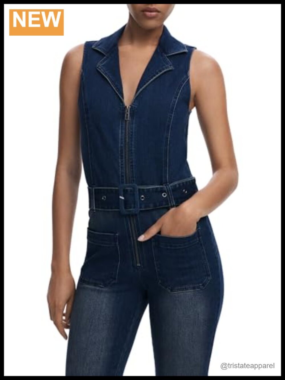 Desigual Denim Overalls Sleeveless Zip Cotton Blend Ankle